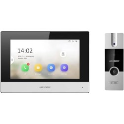 HIKVISION Video Door Phone/Bell|7-inch Colorful Screen|Wide Angle Coverage|BuiltIn Microphone Loudspeaker|Echo Cancellation|Water& Dust Resistant| Wired DS-KIS302-P, USEWELL RJ-45